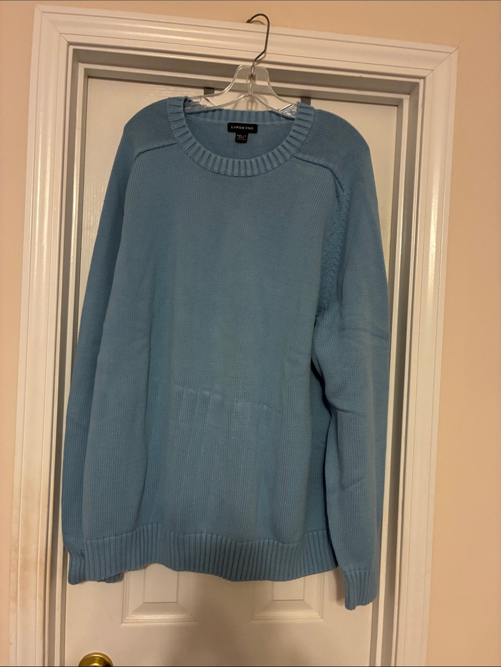 Lands' End Men's 2XLT Light Blue Crewneck Sweater
